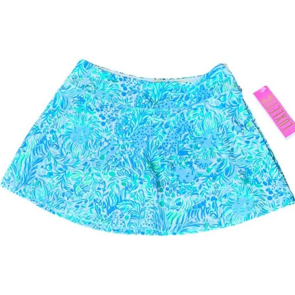 NWT Lilly Pulitzer Aila Skort Dandy Lions Hydra Blue Athletic Floral Size Large - Picture 2 of 6